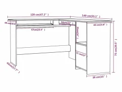 Garden Furniture Skive Escritorio forma de L madera contrachapada 120x140x75 cm Blanco Sale