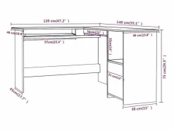 Skive Escritorio forma de L contrachapada hormigón 120x140x75 cm^Garden Furniture