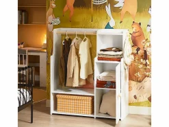 Armario Infantil con 2 Estantes y 1 Puerta 94x35x110 cm KMB110-W ES^Sobuy