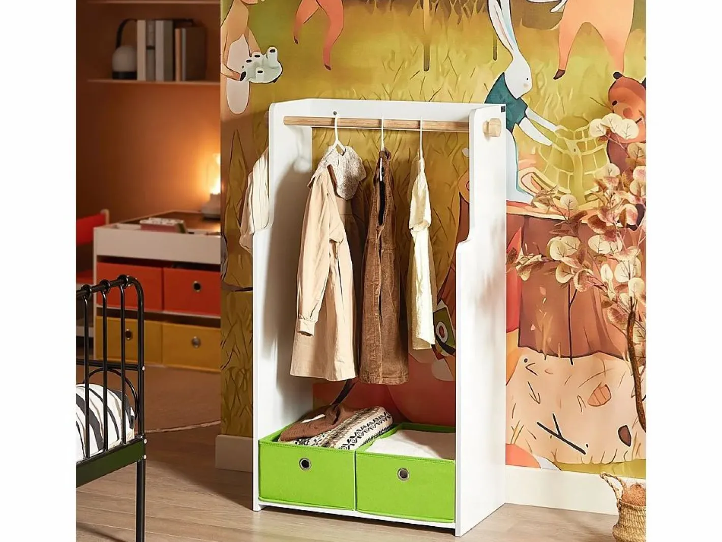 Armario Infantil con Perchero y Cajas, Estantería para Ropa^Sobuy Best