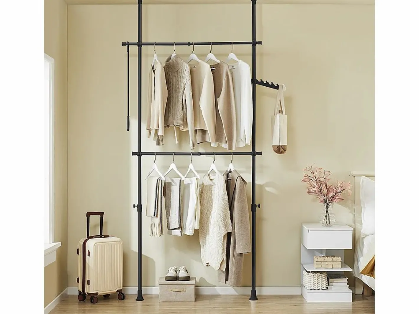 Sobuy Mueble Perchero|Armario Ropero Metálico con Estantes Gris