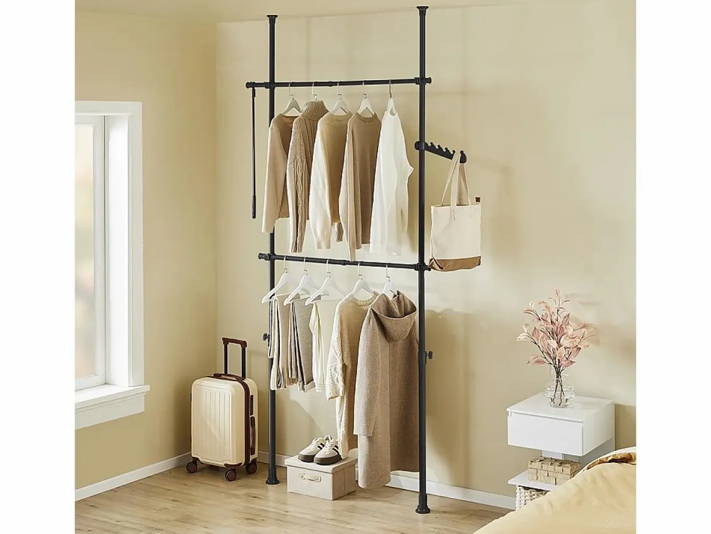 Sobuy Mueble Perchero|Armario Ropero Metálico con Estantes Gris
