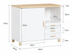 ASK07-WN Aparador de Oficaina Soporte para Impresora con 1 Puerta y 3 cajones^Sobuy Online