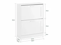 Sobuy Zapatero|Mueble De Almacenaje|FSR137-W Zapatero estrecho con 2 Solapas 60 x 25 x 80 cm