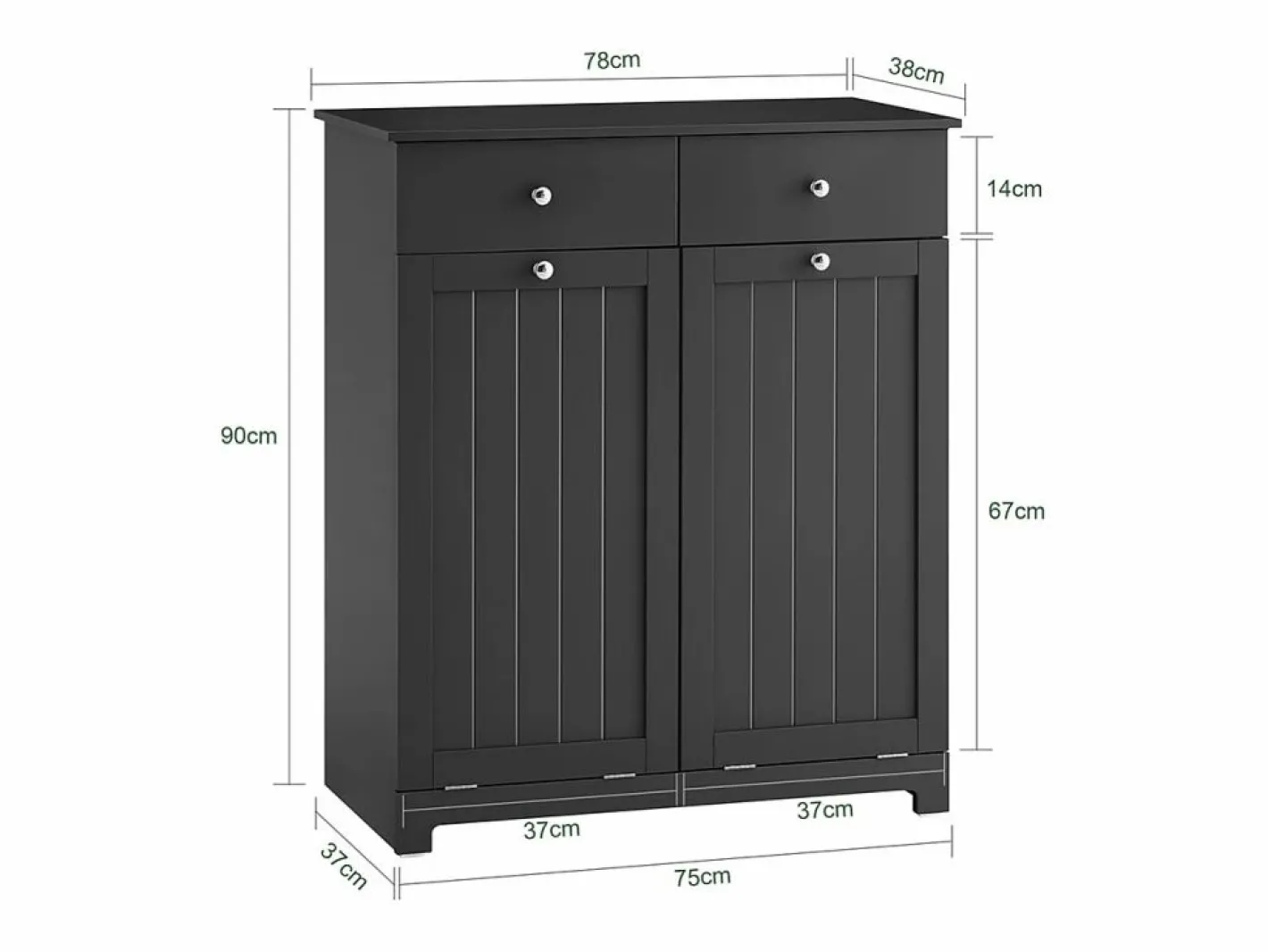 Mueble de Baño con 2 Cajones y 2 Bolsas Extraíbles,^Sobuy Hot