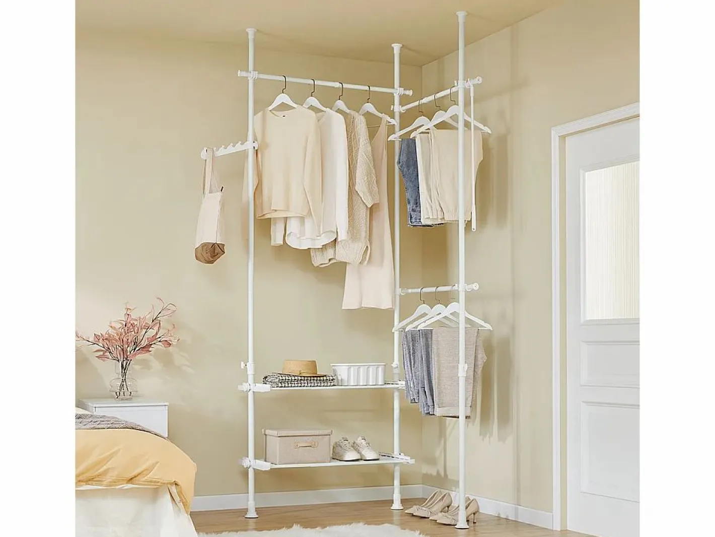 Sobuy Burro Para Ropa|Perchero de pie 76.99x84.99x103cm Funcional FRG34-II-W