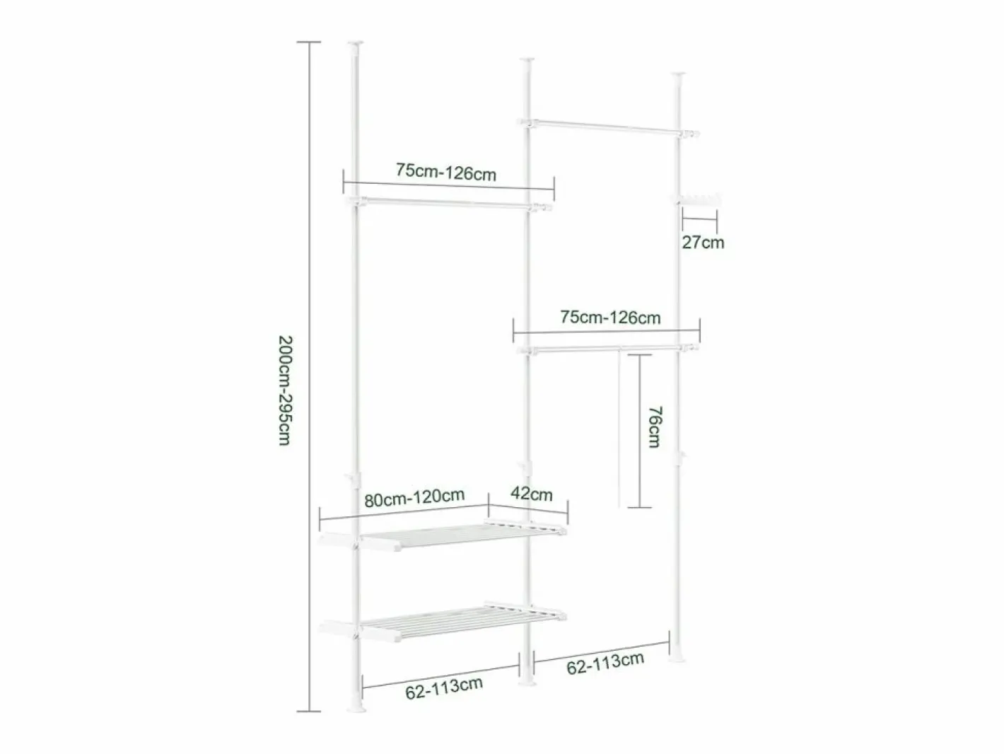 Sobuy Burro Para Ropa|Perchero de pie 76.99x84.99x103cm Funcional FRG34-II-W