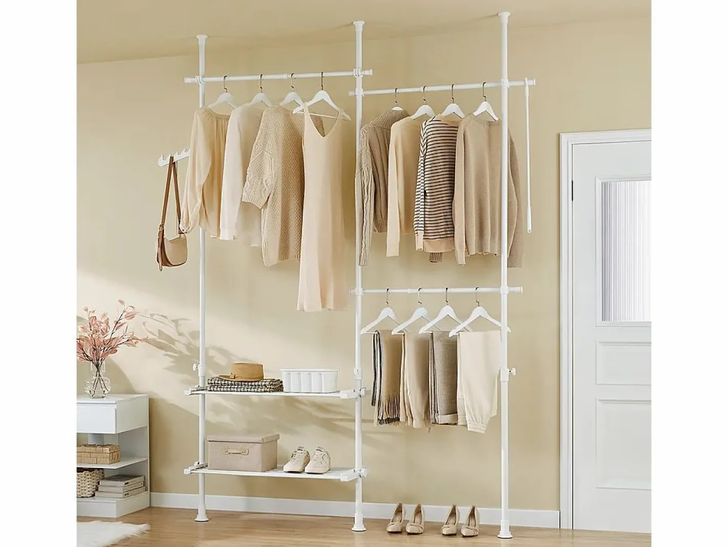 Sobuy Burro Para Ropa|Perchero de pie 76.99x84.99x103cm Funcional FRG34-II-W