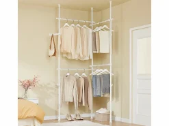 Sobuy Perchero Telescópico de Pie 62x62x200cm Funcional KLS03-II-W Blanco New
