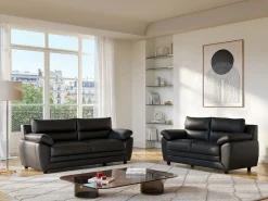Vente-unique Sofá 3 + 2 plazas de piel sintética en color MANOA Negro Online