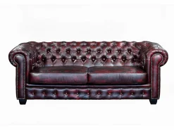 LINEA SOFA Conjunto Sofá Y Sillón|Sofá 3+2+1 chesterfield 100% piel color cereza BRENTON
