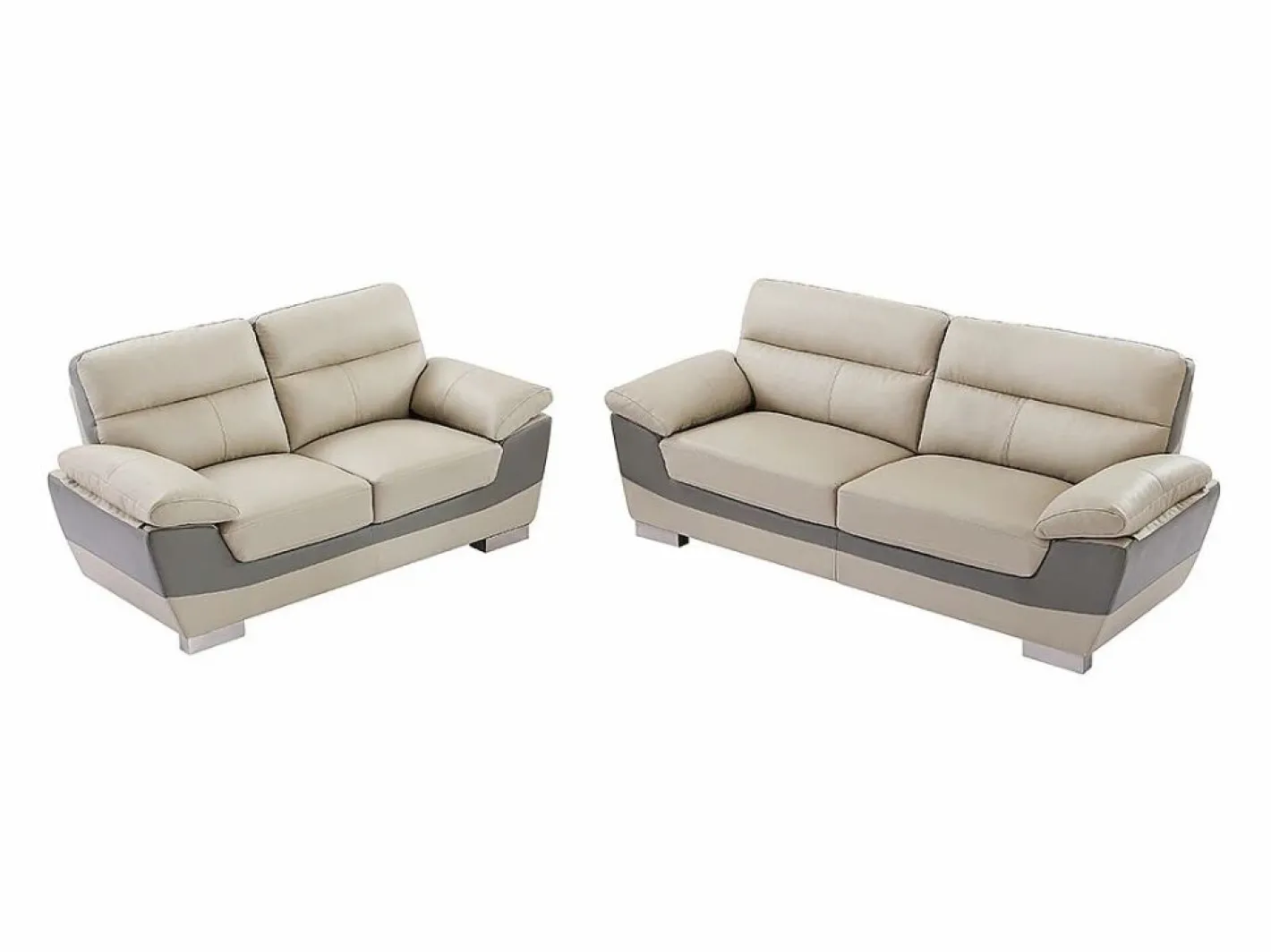 Vente-unique Conjunto Sofás|Sofá 3+2 piel de becerro color antracita y gris FRANCESCA