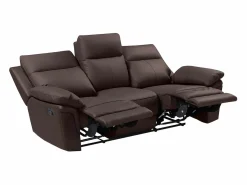 Vente-unique Sofá Relax|Sofá 3 pl relax: manual de piel de búfalo marrón PAKITA