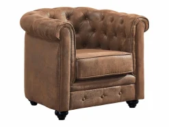 Sofá 3 plazas + Sillón CHESTERFIELD Microfibra envejecida^Vente-unique Online