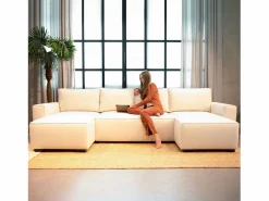 Sofá 5 Plazas - Chaise Longue con Cama Panorámica (317 x 157 x 91 cm) - JORDAN Beige Clearance