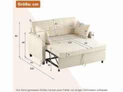 Sofá Relax|Sofá 2 plazas - Sofá de salón con respaldo regulable y función cama nido - 2 cojines y reposabrazos - chenilla