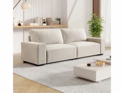 DripeX Sofá Escandinavo|Sofá 3 plazas chenilla - con reposabrazos anchos - 220 x 83 x 88 cm