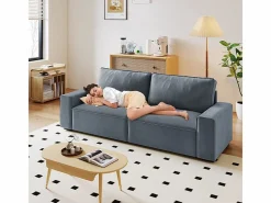 DripeX Sofá 3 plazas chenilla - con reposabrazos anchos - 220 x 83 x 88 cm Gris Sale