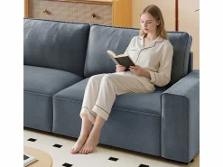 DripeX Sofá 3 plazas chenilla - con reposabrazos anchos - 220 x 83 x 88 cm Gris Sale