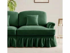 DripeX Sofá 3 Plazas Chenille Mid-Century, Funda Extraíble y 3 Cojines, 272x83.5x93cm, Verde New