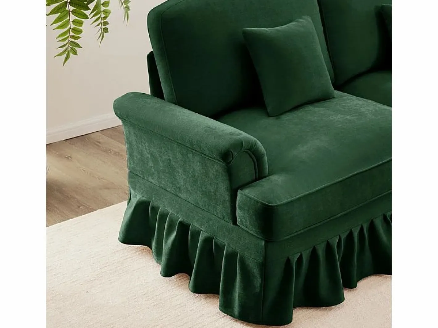 DripeX Sofá 3 Plazas Chenille Mid-Century, Funda Extraíble y 3 Cojines, 272x83.5x93cm, Verde New