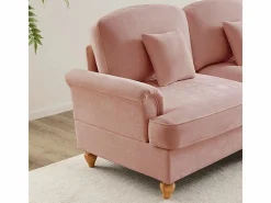 Sofá 3 Plazas Chenille Mid-Century, Funda Extraíble y 3 Cojines, 272x83.5x93cm,^DripeX