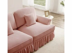 Sofá 3 Plazas Chenille Mid-Century, Funda Extraíble y 3 Cojines, 272x83.5x93cm,^DripeX