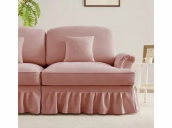 Sofá 3 Plazas Chenille Mid-Century, Funda Extraíble y 3 Cojines, 272x83.5x93cm,^DripeX