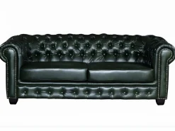 Sofá 3 plazas chesterfield 100% piel verde BRENTON^LINEA SOFA