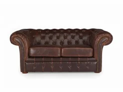 Vente-unique Todos Los Sofás|Sofás Chesterfield|Sofá 2 plazas chesterfield de piel envejecida CLOTAIRE