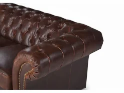 Vente-unique Todos Los Sofás|Sofás Chesterfield|Sofá 2 plazas chesterfield de piel envejecida CLOTAIRE