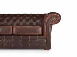 Vente-unique Todos Los Sofás|Sofás Chesterfield|Sofá 2 plazas chesterfield de piel envejecida CLOTAIRE