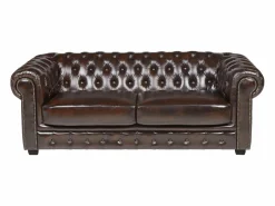 LINEA SOFA Todos Los Sofás|Sofás Chesterfield|Sofá 3 plazas chesterfield 100% piel marrón BRENTON