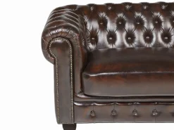 LINEA SOFA Todos Los Sofás|Sofás Chesterfield|Sofá 3 plazas chesterfield 100% piel marrón BRENTON