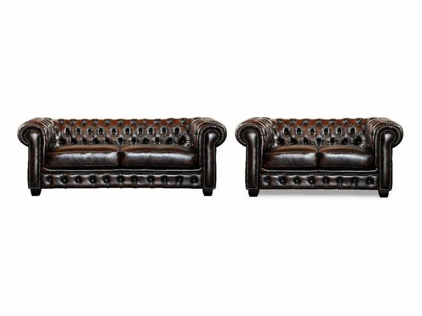 Vente-unique Sofá 3+2 plazas chesterfield 100% piel marrón BRENTON Marru00f3n chocolate Best