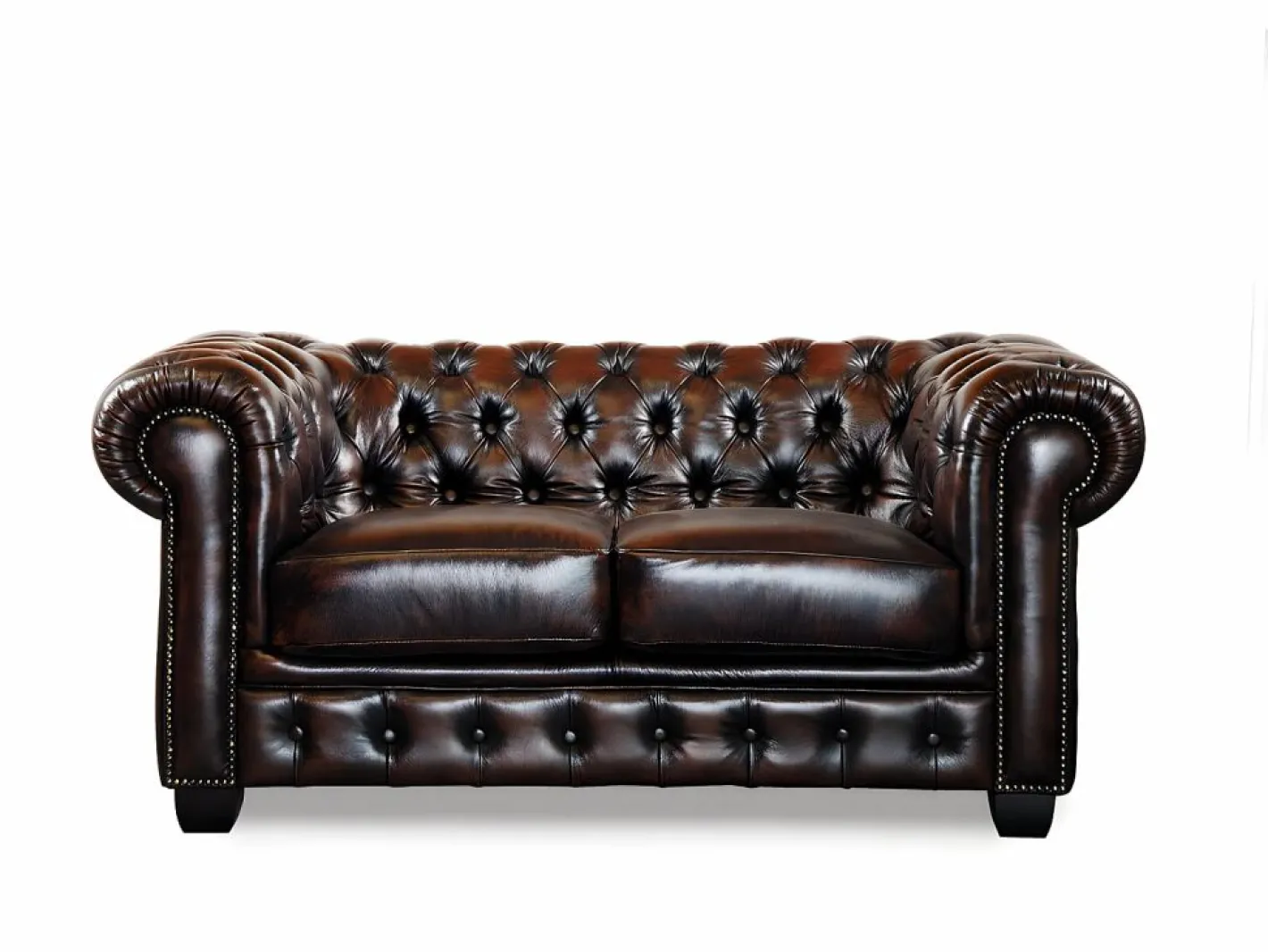 Vente-unique Sofá 3+2 plazas chesterfield 100% piel marrón BRENTON Marru00f3n chocolate Best