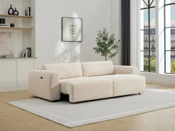 Vente-unique Sofá Relax|Sofá 4 plazas con asiento deslizante eléctrico de pana PASTARO