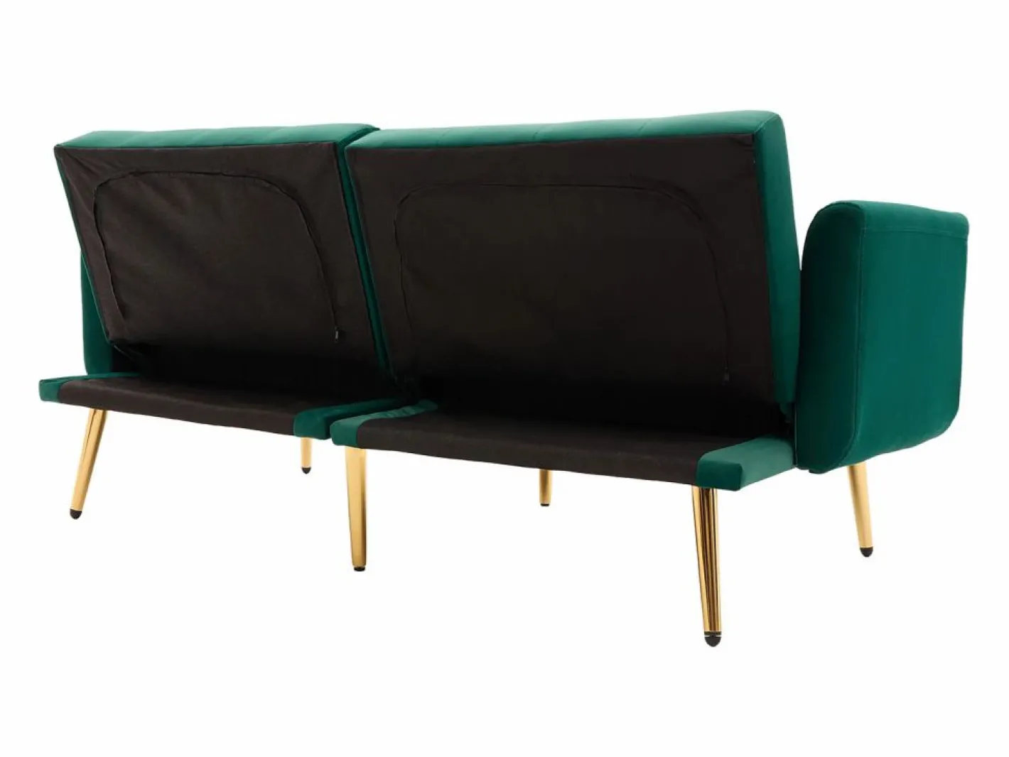 Sofá 2 plazas con brazos - Sofá recto con respaldo regulable y 2 cojines - terciopelo Verde Hot