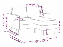 Sofá 2 plazas con chaise longue en forma L claro 125cm^vidaxl Outlet