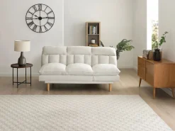 Vente-unique Sofá 3 plazas convertible clic-clac en tela PALOBU Beige Outlet