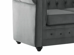 Vente-unique Sofá 3 plazas convertible de terciopelo CHESTERFIELD Gris antracita Hot