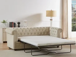 Vente-unique Sofás Chesterfield|Sofá 3 plazas convertible de terciopelo CHESTERFIELD