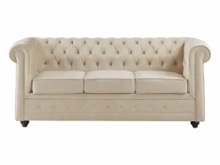 Vente-unique Sofás Chesterfield|Sofá 3 plazas convertible de terciopelo CHESTERFIELD