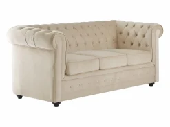 Vente-unique Sofás Chesterfield|Sofá 3 plazas convertible de terciopelo CHESTERFIELD