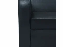Clicnbuy Sofá 3 plazas cuero artificial Negro Best