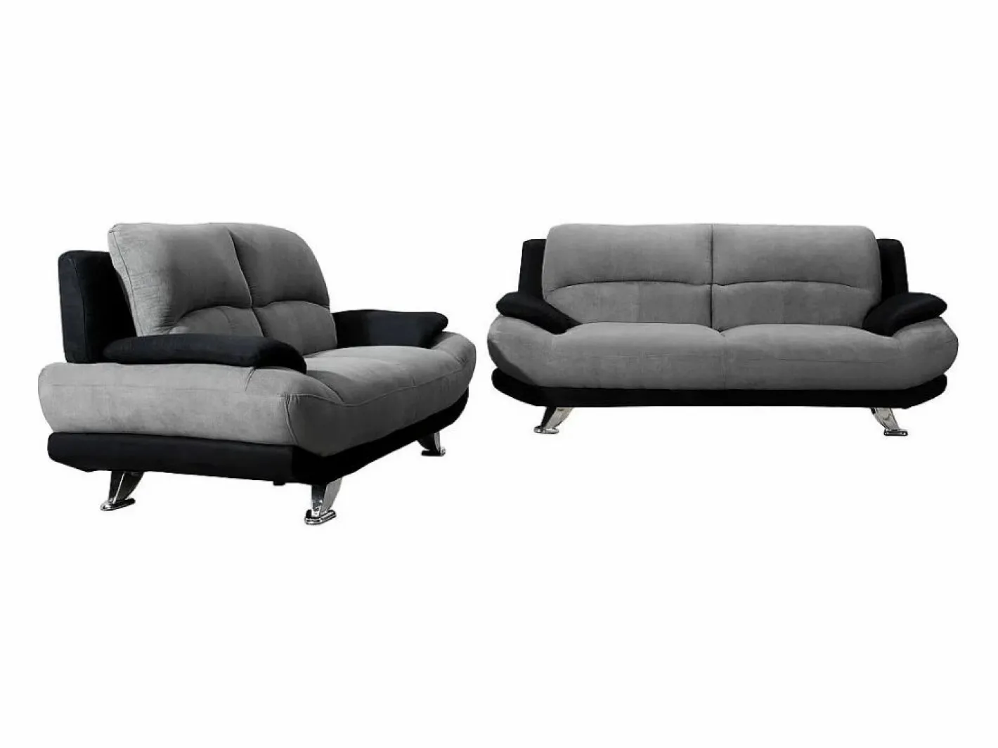 Sofá 3+2 plazas de microfibra bicolor gris y negro MUSKO^Vente-unique New
