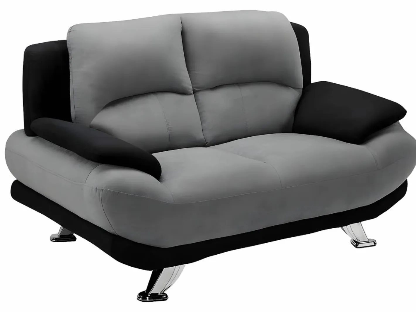 Sofá 3+2 plazas de microfibra bicolor gris y negro MUSKO^Vente-unique New