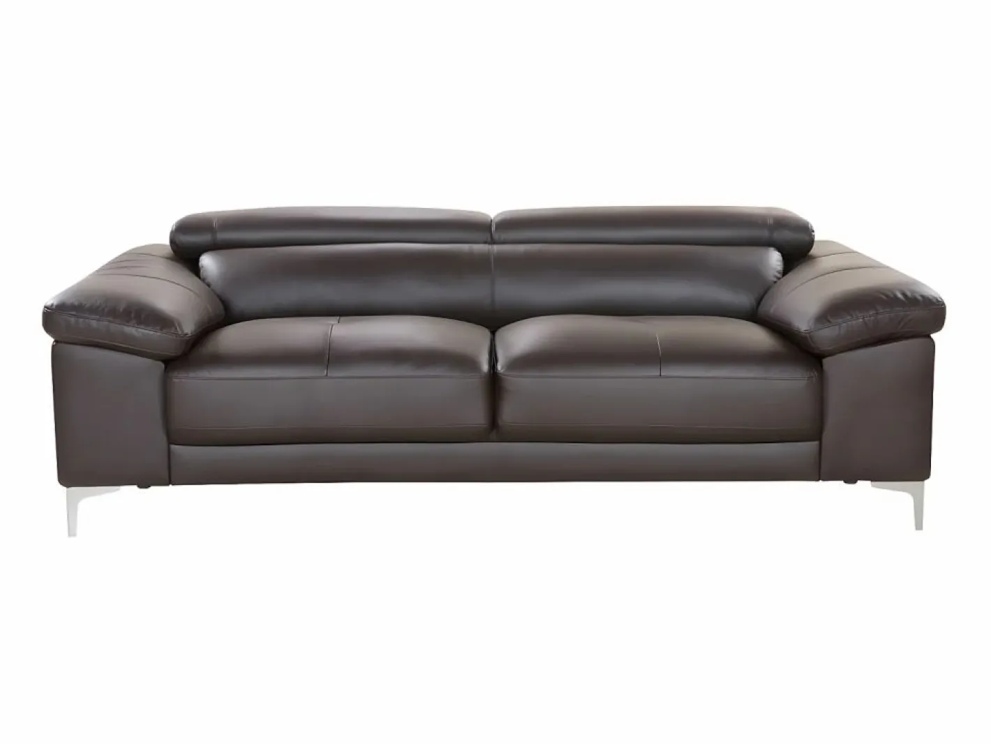 LINEA SOFA Sofá De Piel|Sofá 3 plazas de piel de becerro en color marrón SOLANGE