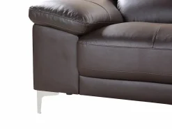 LINEA SOFA Sofá De Piel|Sofá 3 plazas de piel de becerro en color marrón SOLANGE