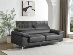 Sofá 3 plazas de piel de becerro en color negro SOLANGE^LINEA SOFA Sale